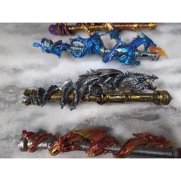 The Hamilton Collection Wands Of Wonder, Lot Of 4, Magical Dragon Wands, Flaw - Picture 3 of 10